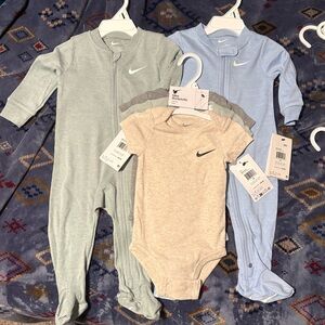 Nike 9m bundle Baby One-Piece and Bodysuit Set in Light Blue, Sage, Beige